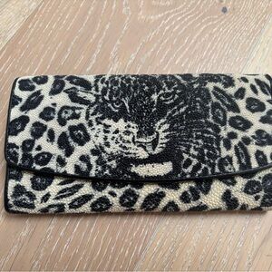 Stingray Skin Leather Leopard Print Long Wallet - 🆕